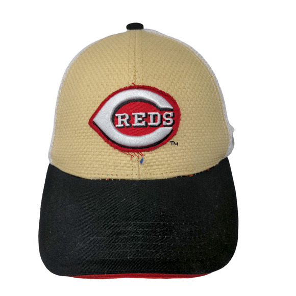 Cincinnati Reds MLB Snapback Mesh Back Hat Gold White Adjustable Montgomery Inn - Picture 1 of 12